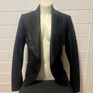 d casual vegan leather black jacket